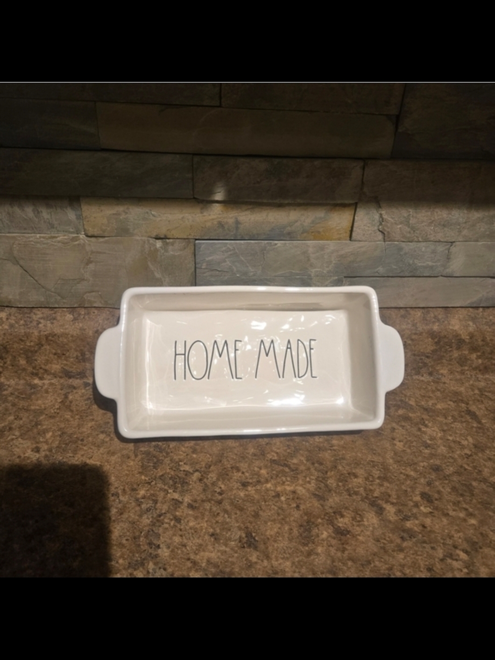 Rae Dunn White Ceramic 'HOME MADE' Rectangular Loaf Pan